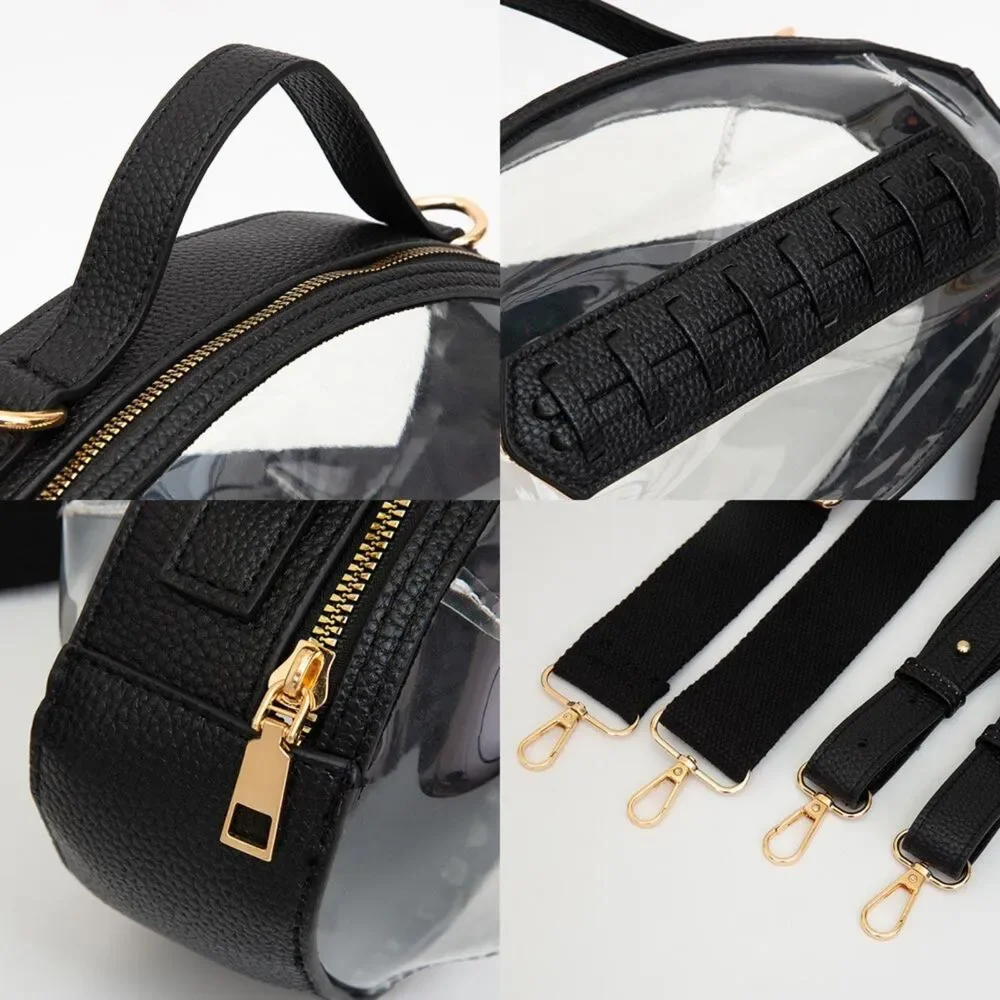 Purple Clear Transparent Bag Football Purse Crossbody Statement Womens Accessory